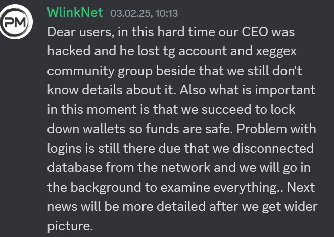 Message WlinkNet on Discord